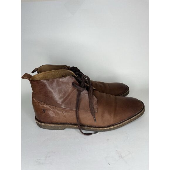 Frye Dark Brown Leather Lace Up Desert Chukka Boots Men Sz 10M US/43EU - Picture 8 of 13